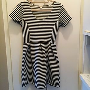 J.Crew Factory Black & White Striped Dress
